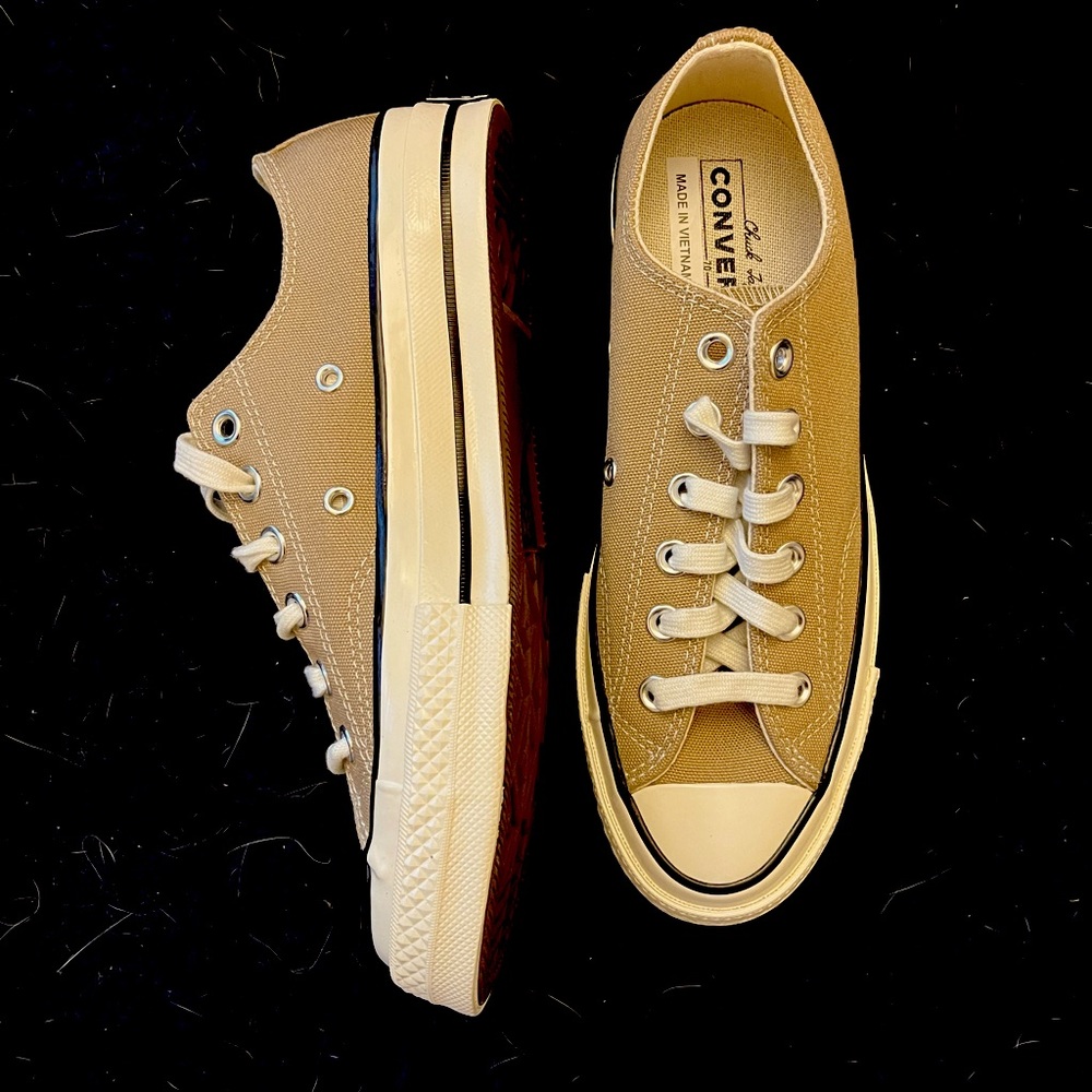 Converse Canvas Low Top Sneakers in Tan and White - Picture 5 of 11